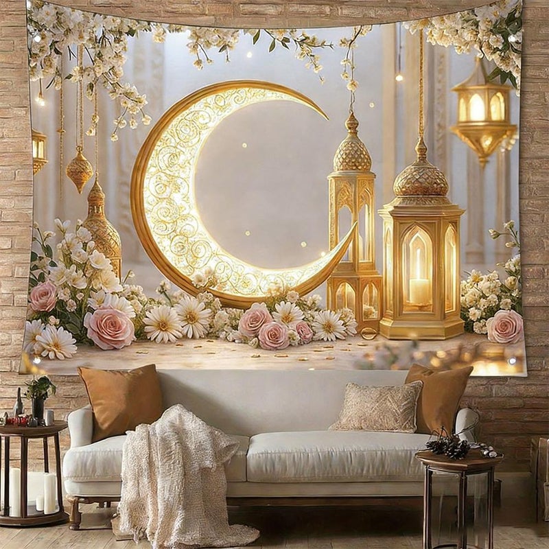 Large Ramadan Wall Cloth Decor, Ramadan Polyester Wall Hanging, Festival Backdrop for Home Celebration and Event Decoration - Image 3